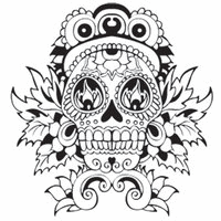 Sugar skulls with flaming eyes coloring pages
