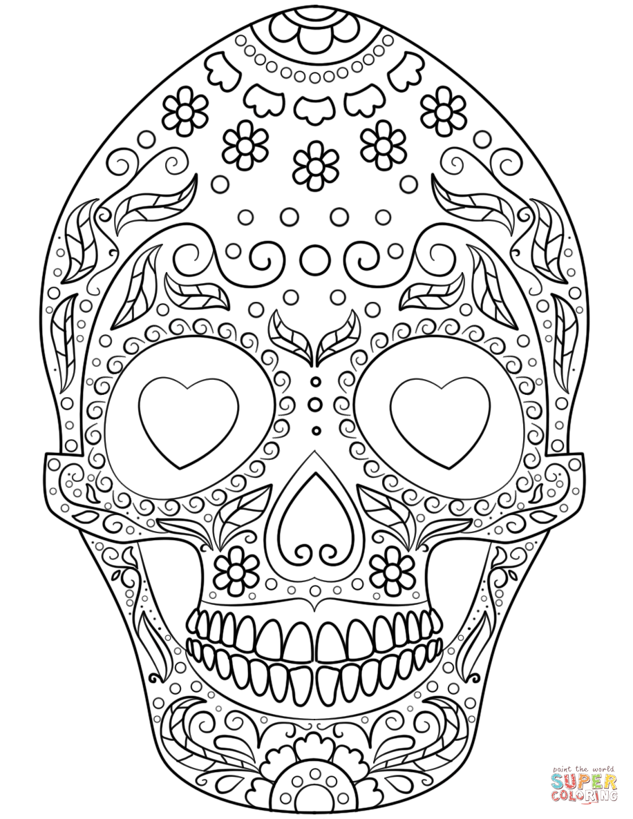 Sugar skull coloring page free printable coloring pages