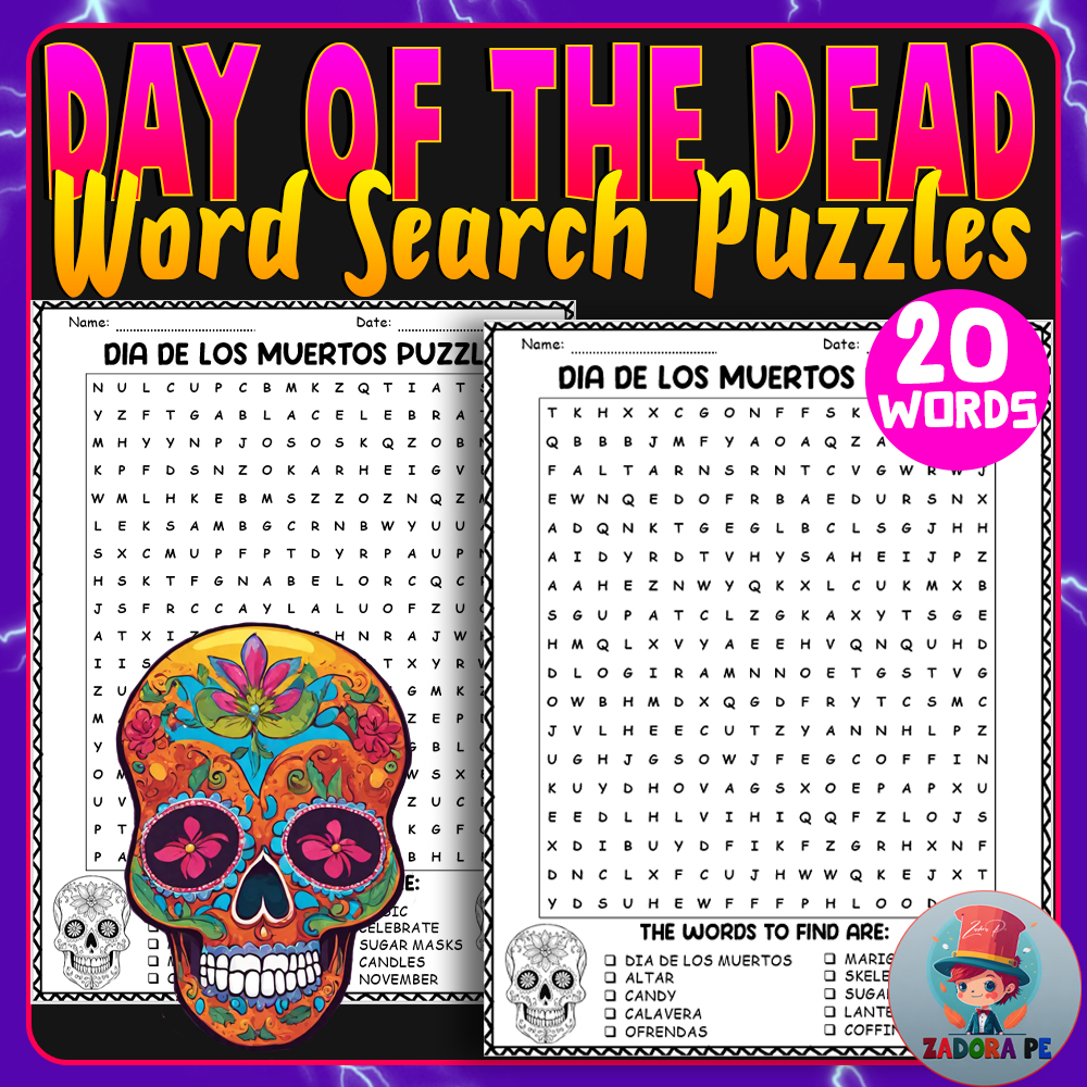 Day of the dead word search challenge