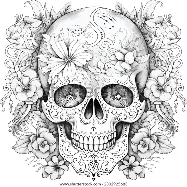 Thousand coloring pages skull royalty