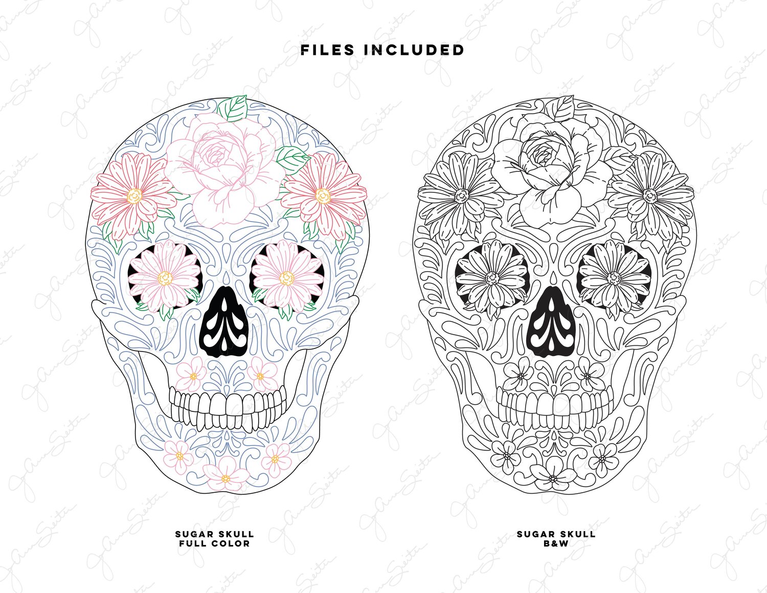 Floral skull single line svg files â joanna seiter