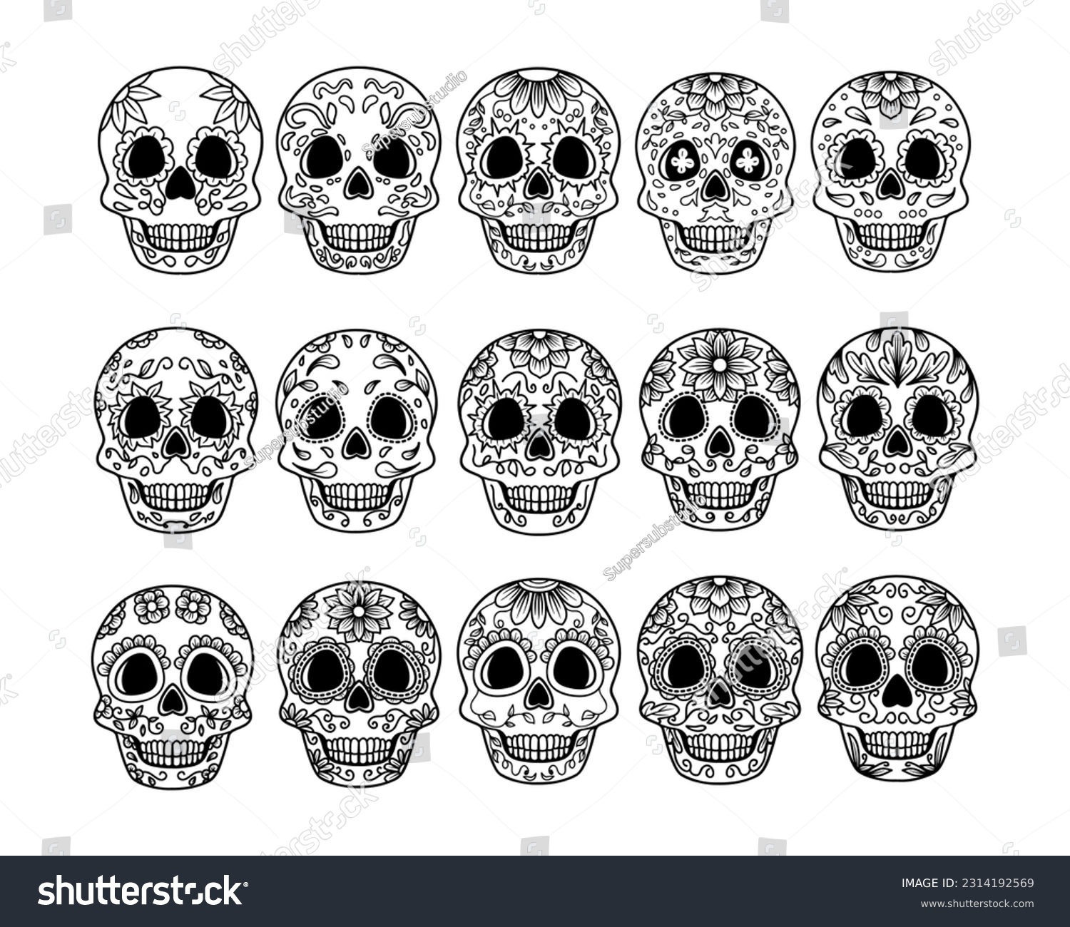 Sugar skull outline images stock photos d objects vectors