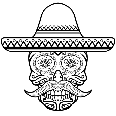 Sugar skull in sombrero skull coloring pages halloween coloring pages coloring pages
