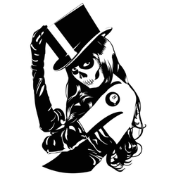 Day of the dead sugar skull girl with tattoo and top hat sticker