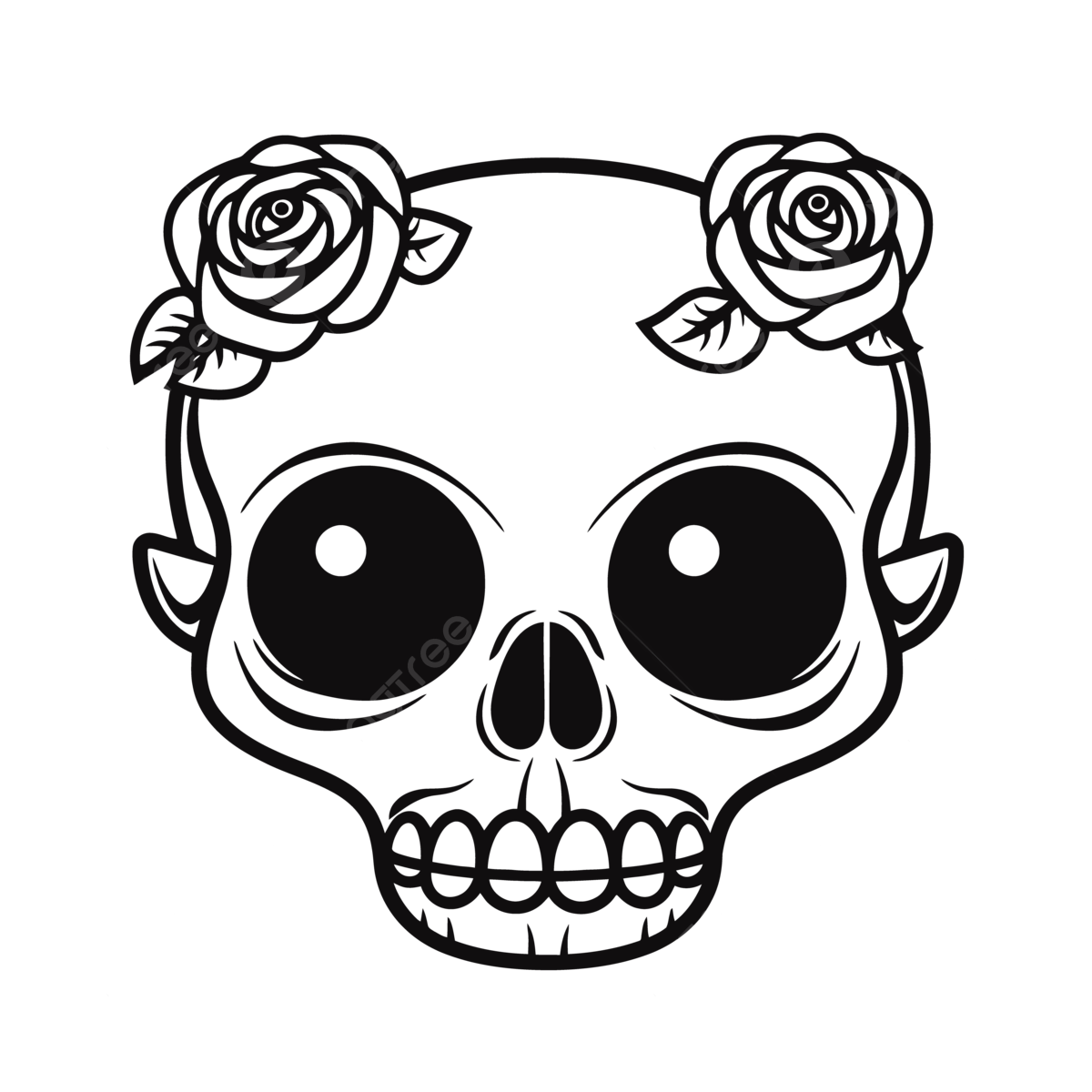 Skull with roses and rose hat coloring page outline sketch drawing vector skull drawing rose drawing roses drawing png and vector with transparent background for free download
