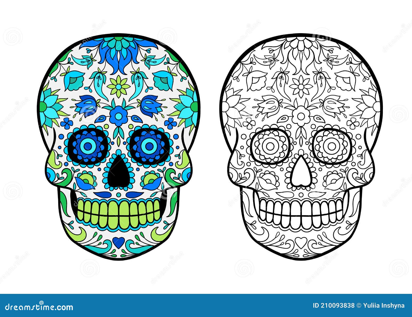 Sugar skull coloring page stock vector illustration of adult