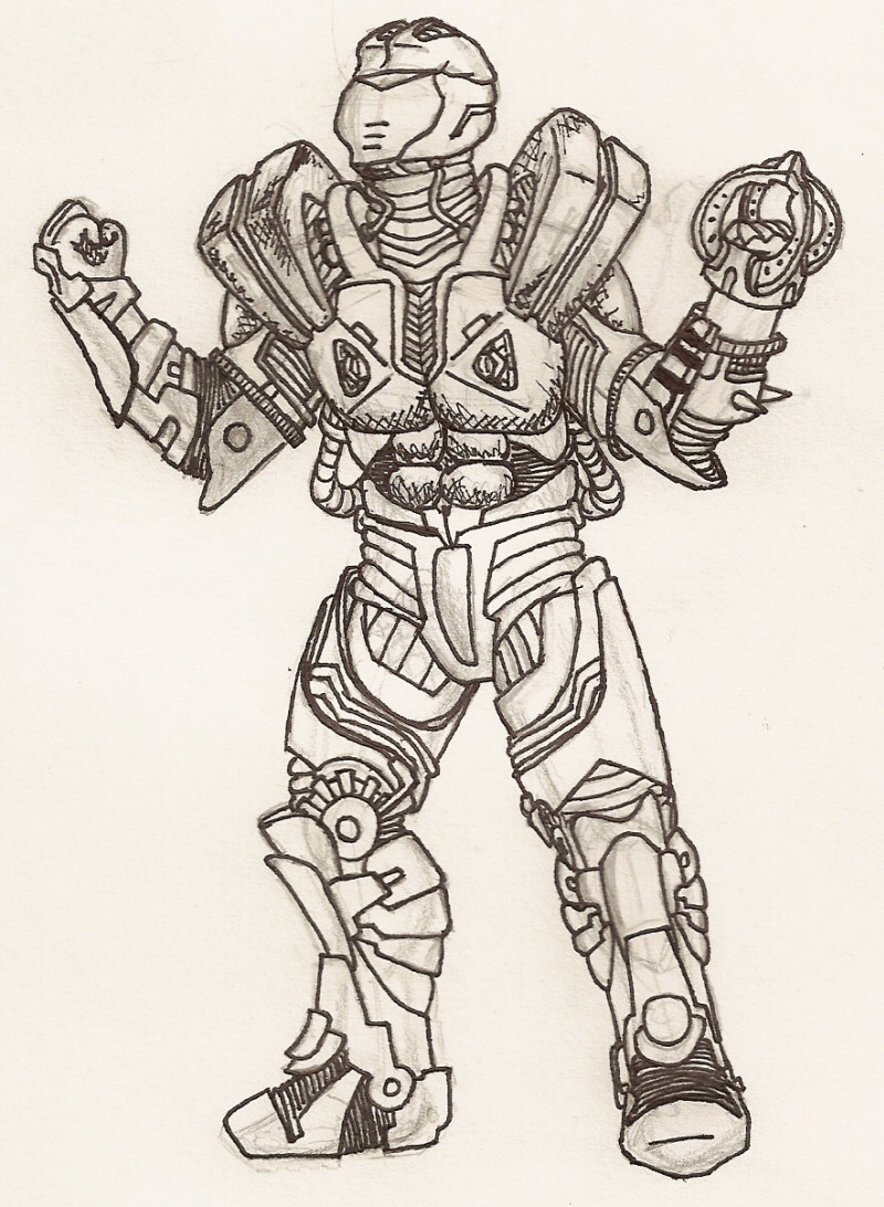 Robotic power armor suit by cheesefreeak on