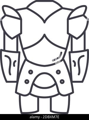 Knight armor icon linear isolated illustration thin line vector web design sign outline concept symbol with editable stroke on white background stock vector image art