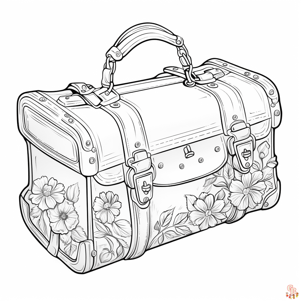 Printable suitcase coloring pages free for kids and adults