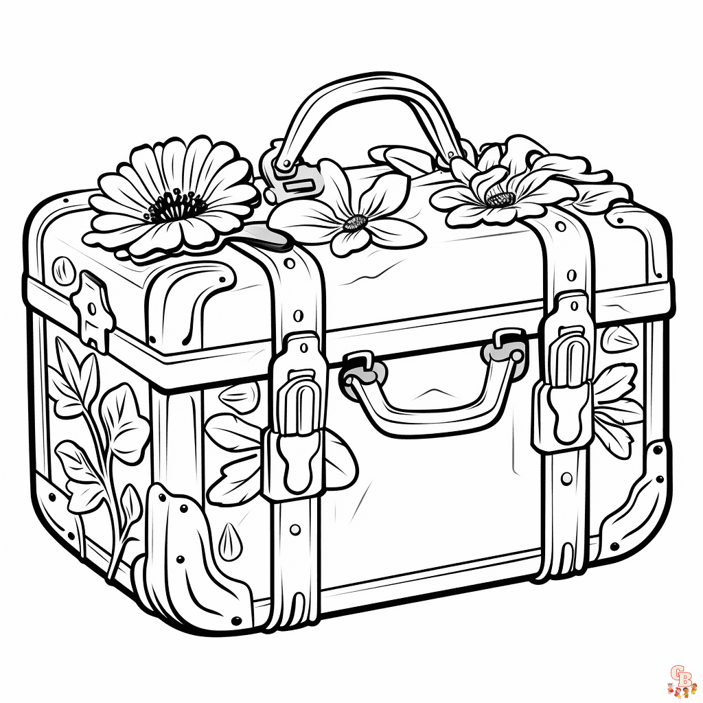 Printable suitcase coloring pages free for kids and adults