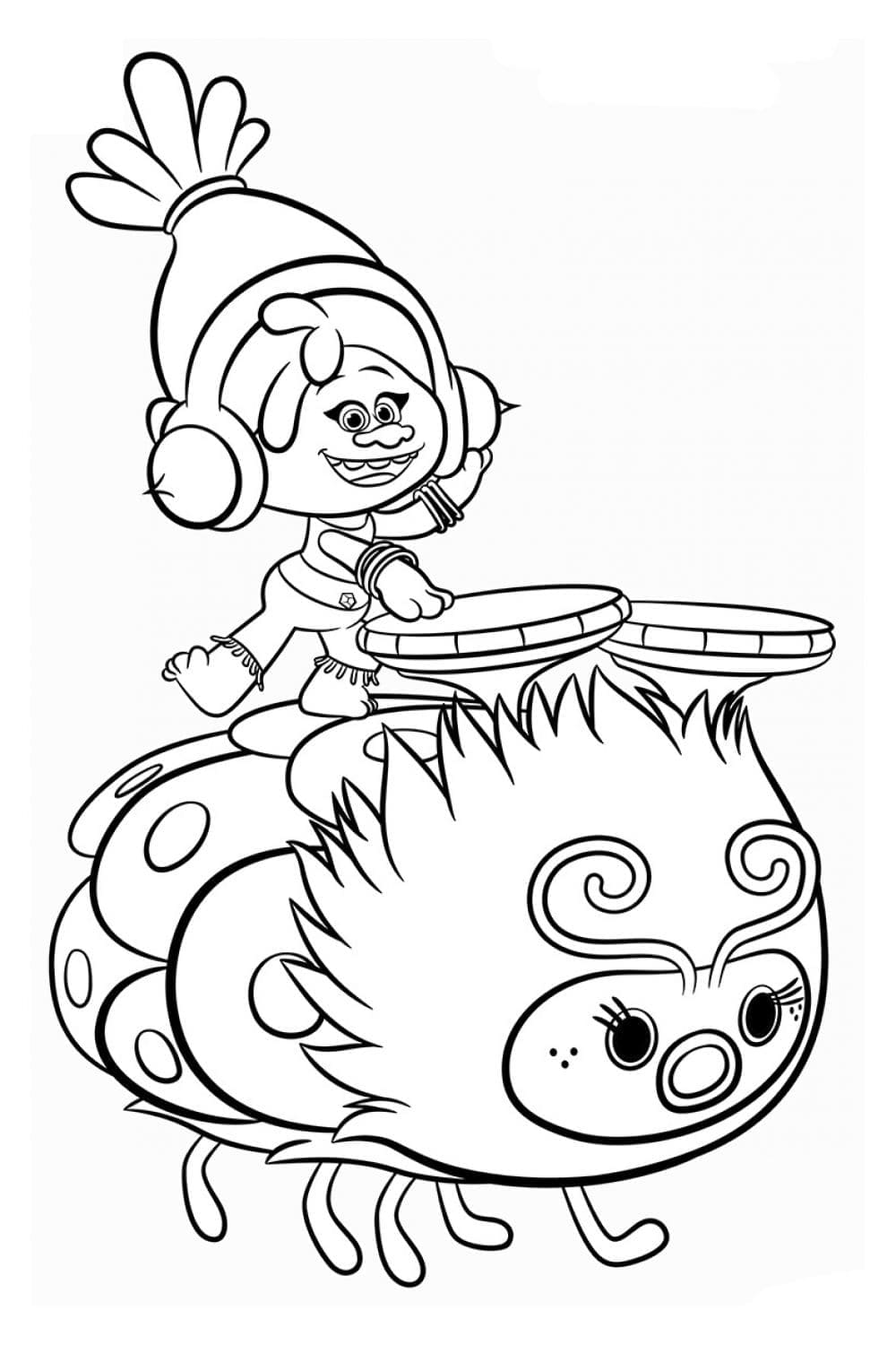 Dj suki from trolls coloring page