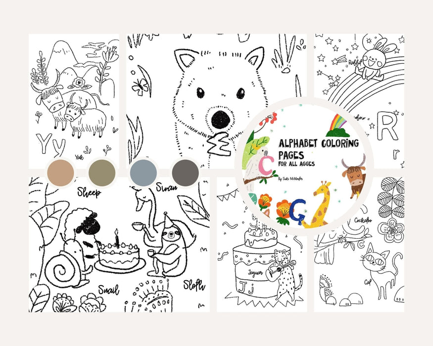 Suki mcmaster alphabet colouring in pages digital printable download â