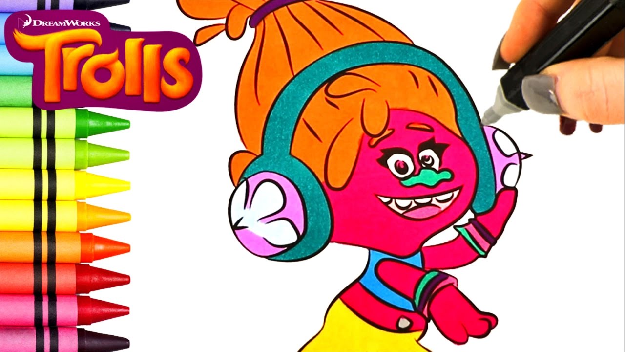 Trolls ovie coloring book episode ð dj suki and poppy speed coloring video for kids