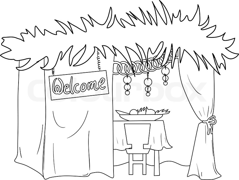 Sukkah for sukkot coloring page stock vector