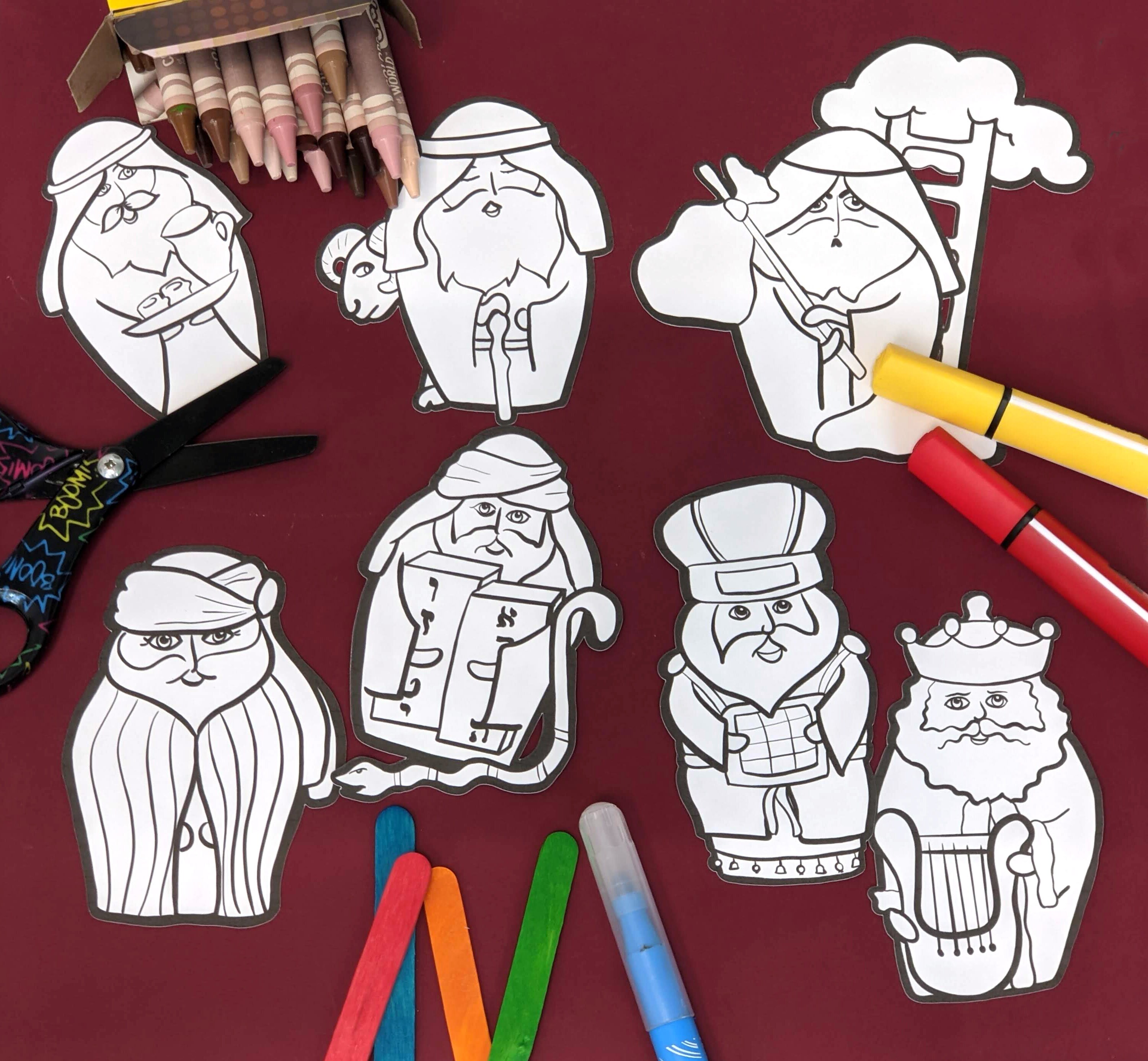 Sukkot craft and coloring pages ushpizin puppets for kids