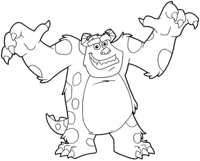 Sully black and white easy disney drawings monsters ink disney coloring pages