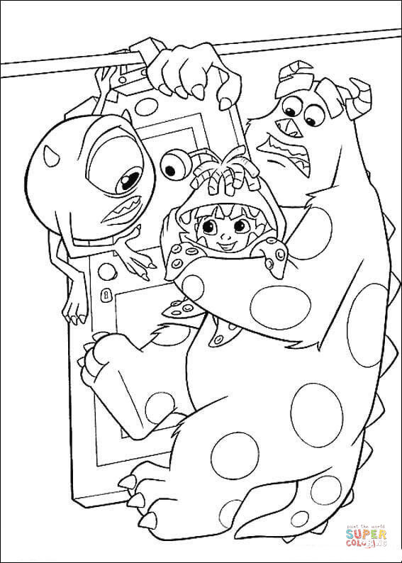 Mike sulley and boo coloring page free printable coloring pages