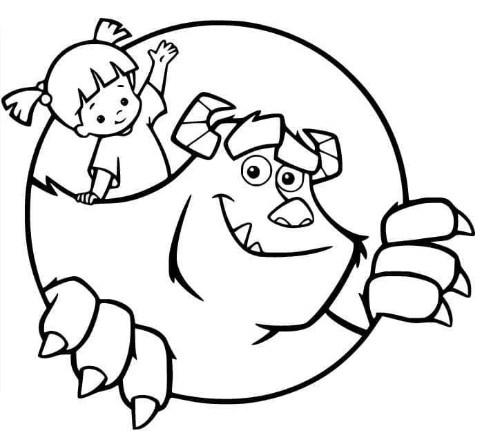 Monsters inc boo and sullivan coloring page
