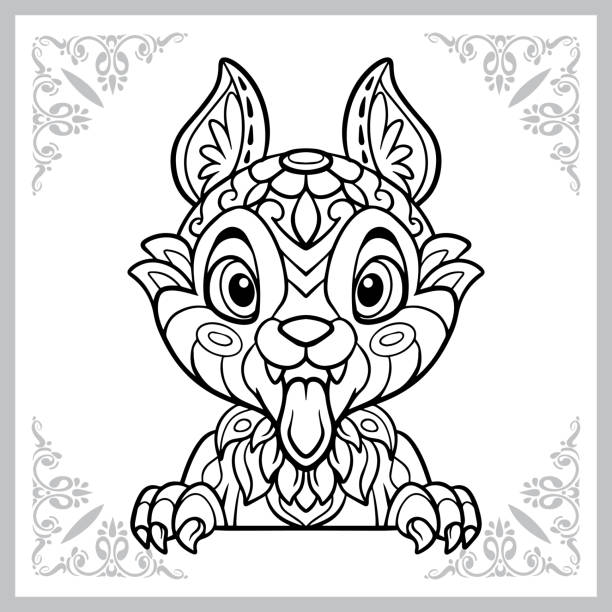Cartoon of a printable wolf stock illustrations royalty