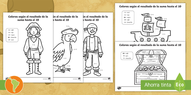 Colorea segãºn el resultado de las sumas hasta el