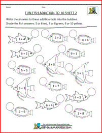 Addition subtraction to coloring sheets for kindergarten