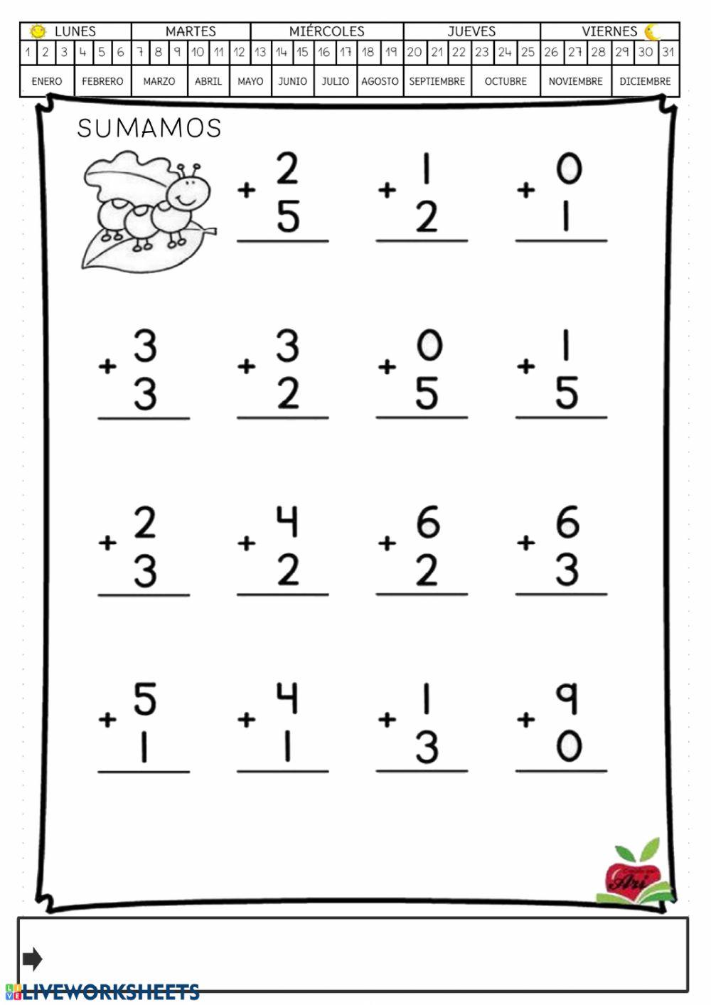 Sumas hasta exercise live worksheets