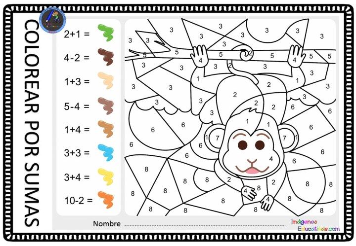 Fichas colorea por sumas y restas suma y resta fichas de matematicas imagenes educativas