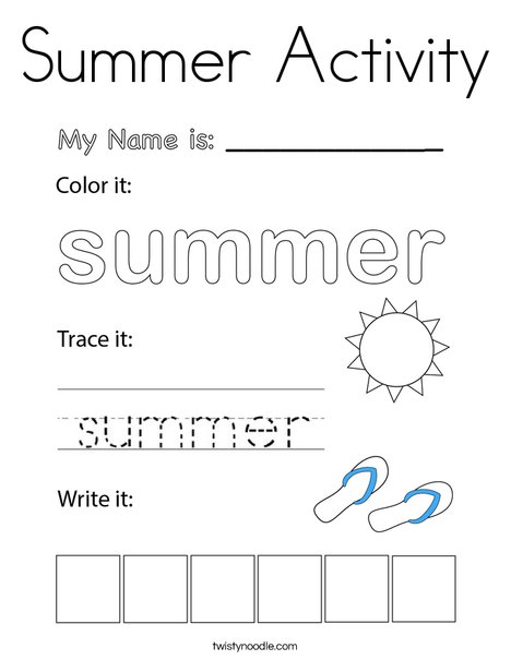 Summer activity coloring page