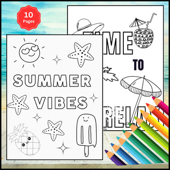 Beach summer coloring pages
