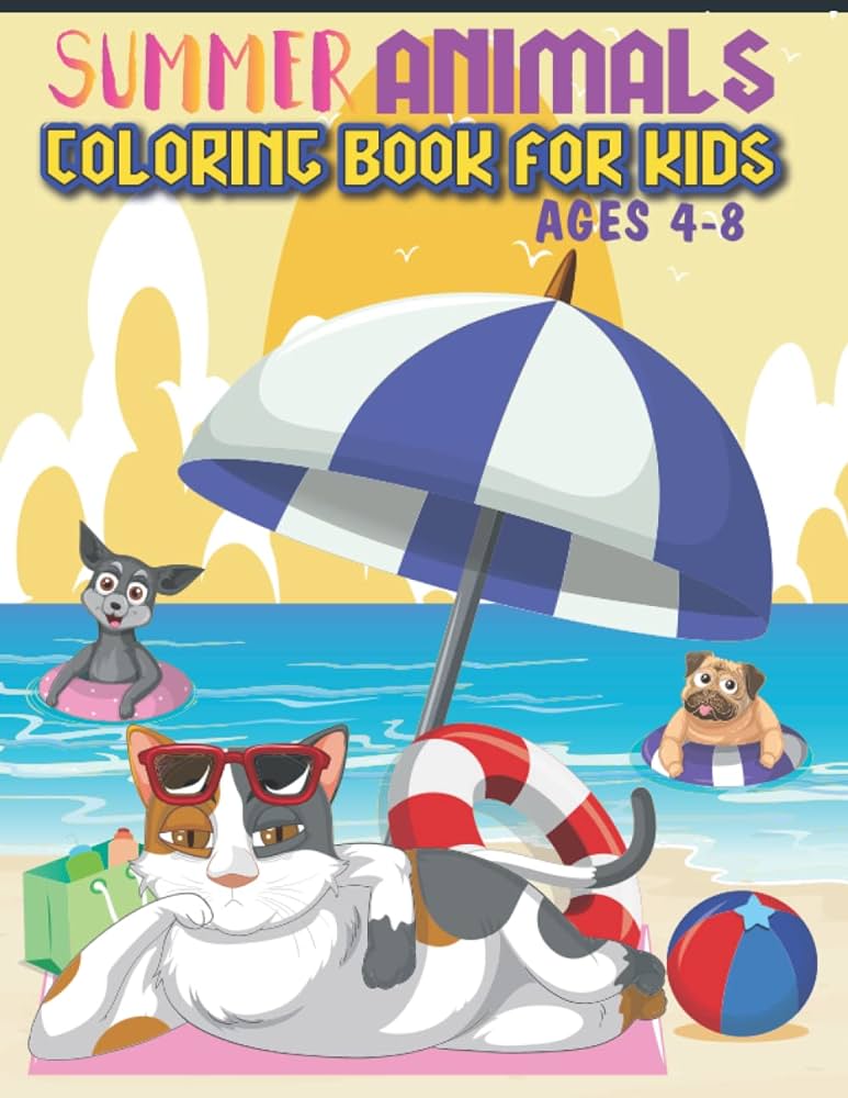 Summer animals coloring book for kids ages