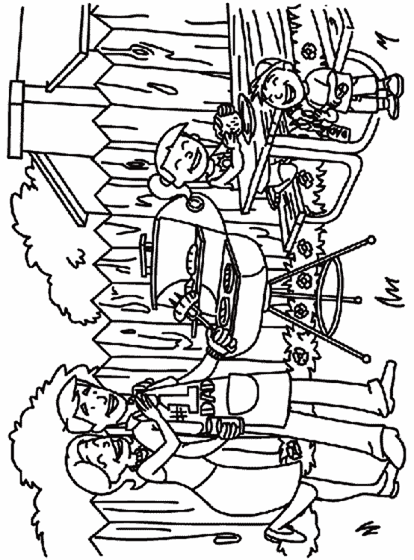 Backyard picnic coloring page