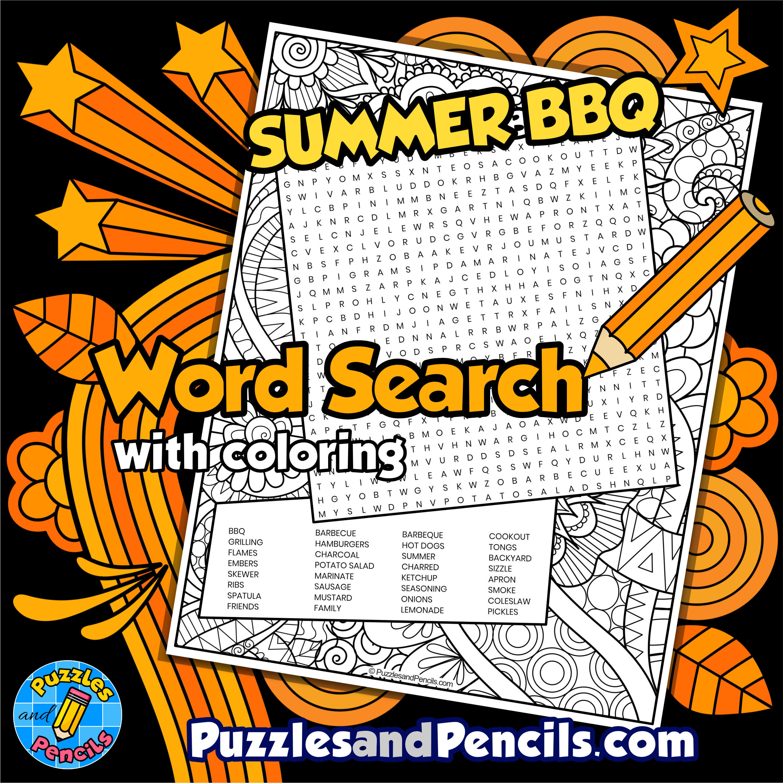 Summer bbq word search puzzle with coloring summer wordsearch made by teachers