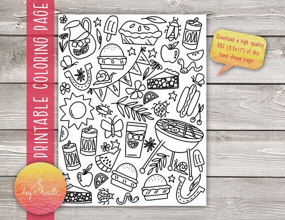 Summer bbq party coloring page