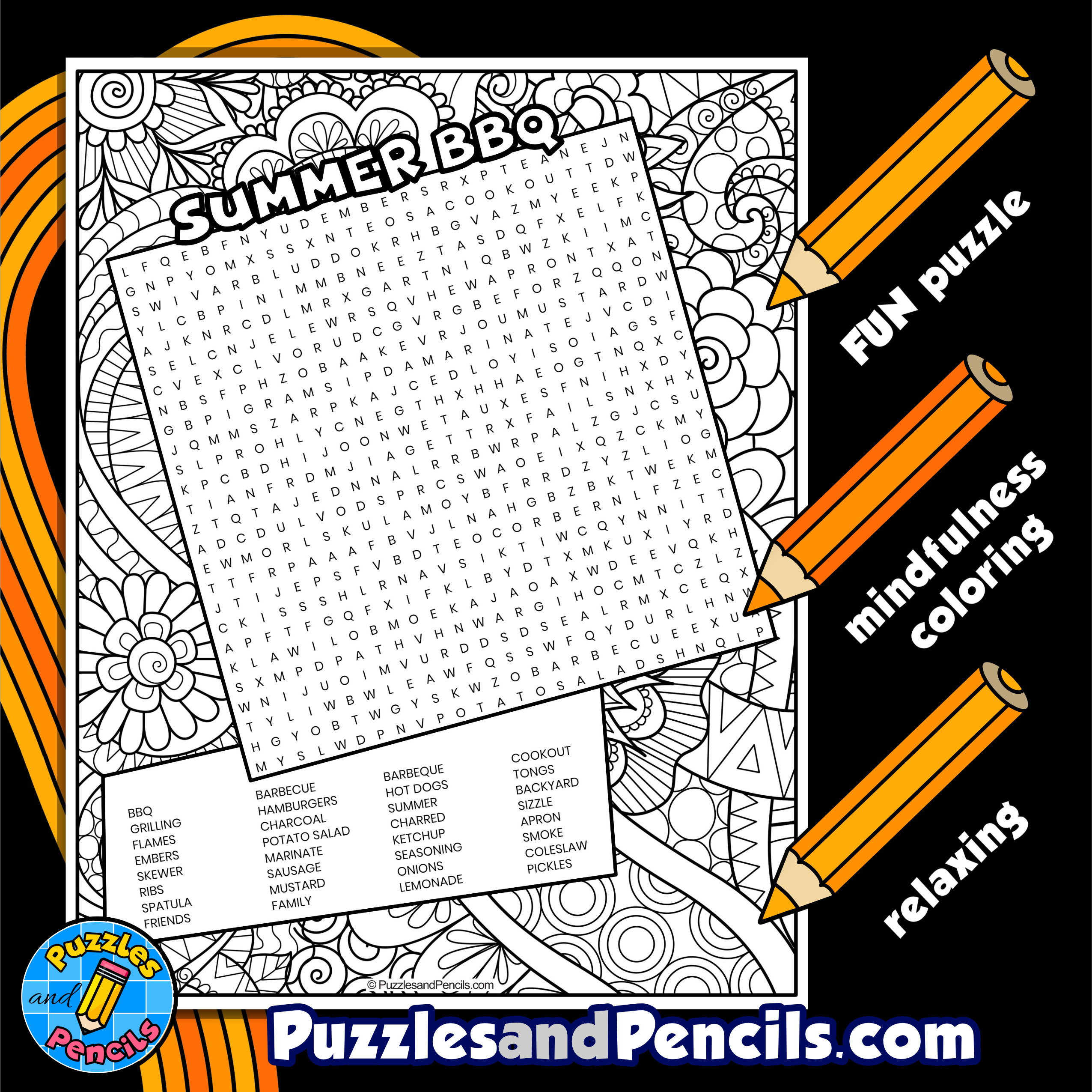 Summer bbq word search puzzle with coloring summer wordsearch made by teachers