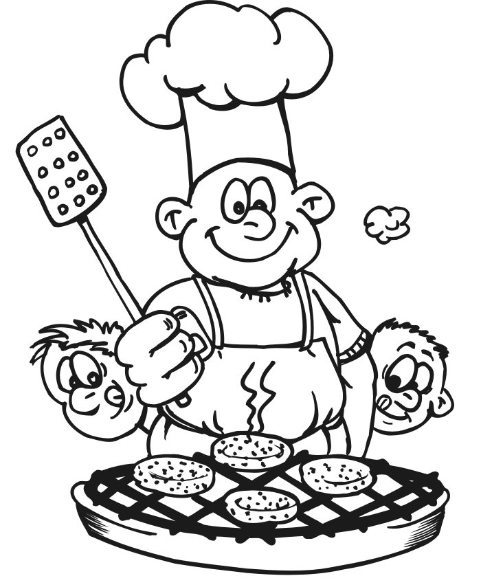 Summer coloring page barbecue
