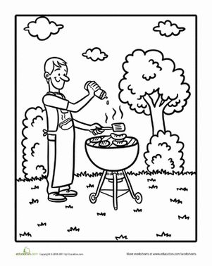 Summers a good time to get grilling this dad looks like hes been waiting for a day sunny enough to â preschool coloring pages abc coloring pages abc coloring