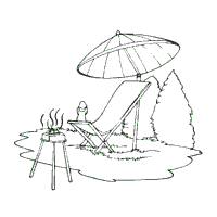 Summer bbq and lounge chair coloring pages