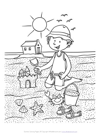 Summer beach coloring page all kids network