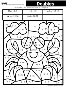 Color by number addition summer