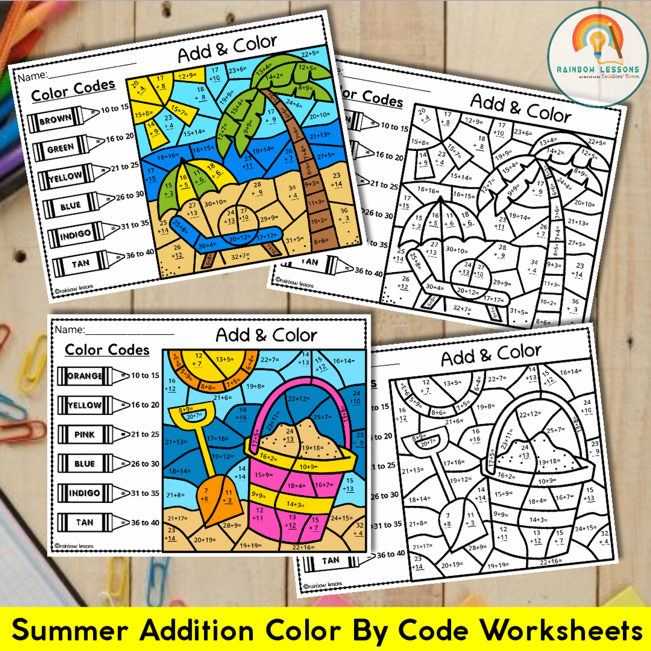 Summer coloring sheets summer addition color by number summer coloring pages digit addition with and without regrouping