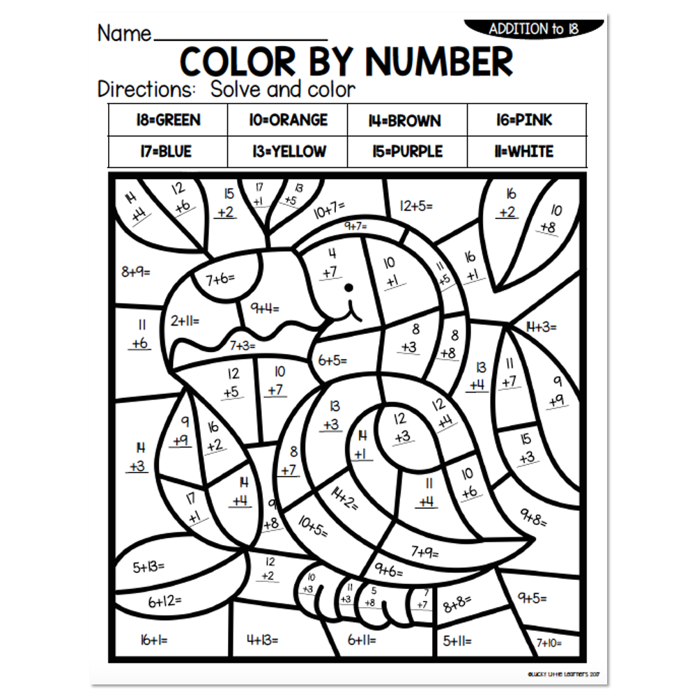 Addition to summer color by number