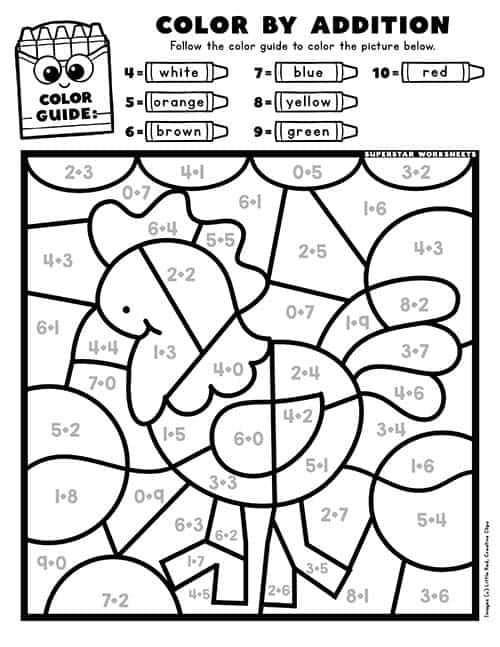 Addition color by number