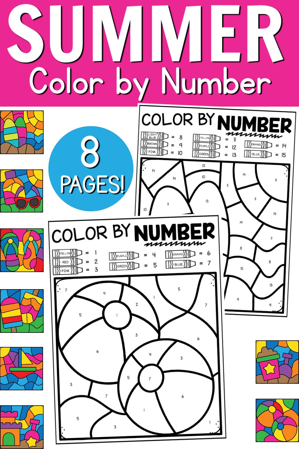 Summer color by number