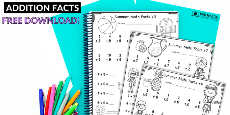 Summer addition facts coloring pages