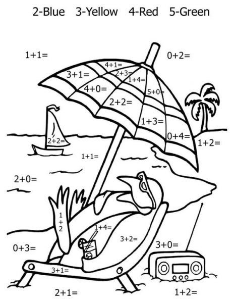Addition coloring worksheets for st nd grade
