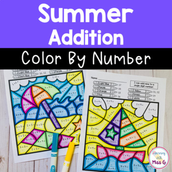 Summer addition color by number
