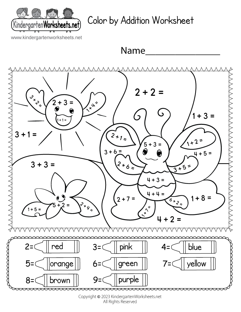 Color by addition worksheet
