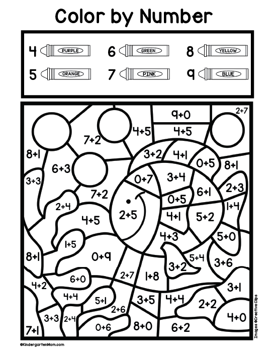 Addition color by number worksheets