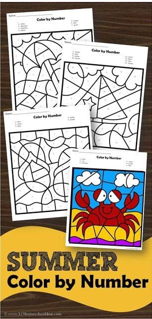 Ð free summer color by number