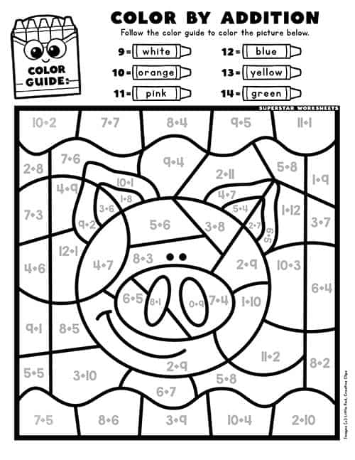 Addition color by number